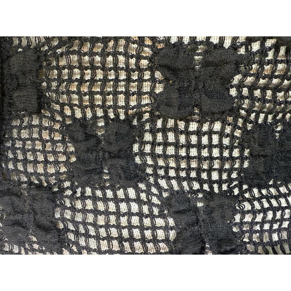 Free People Black Crochet Open-Back Long Sleeve Top with White Trim - Picture 4 of 8